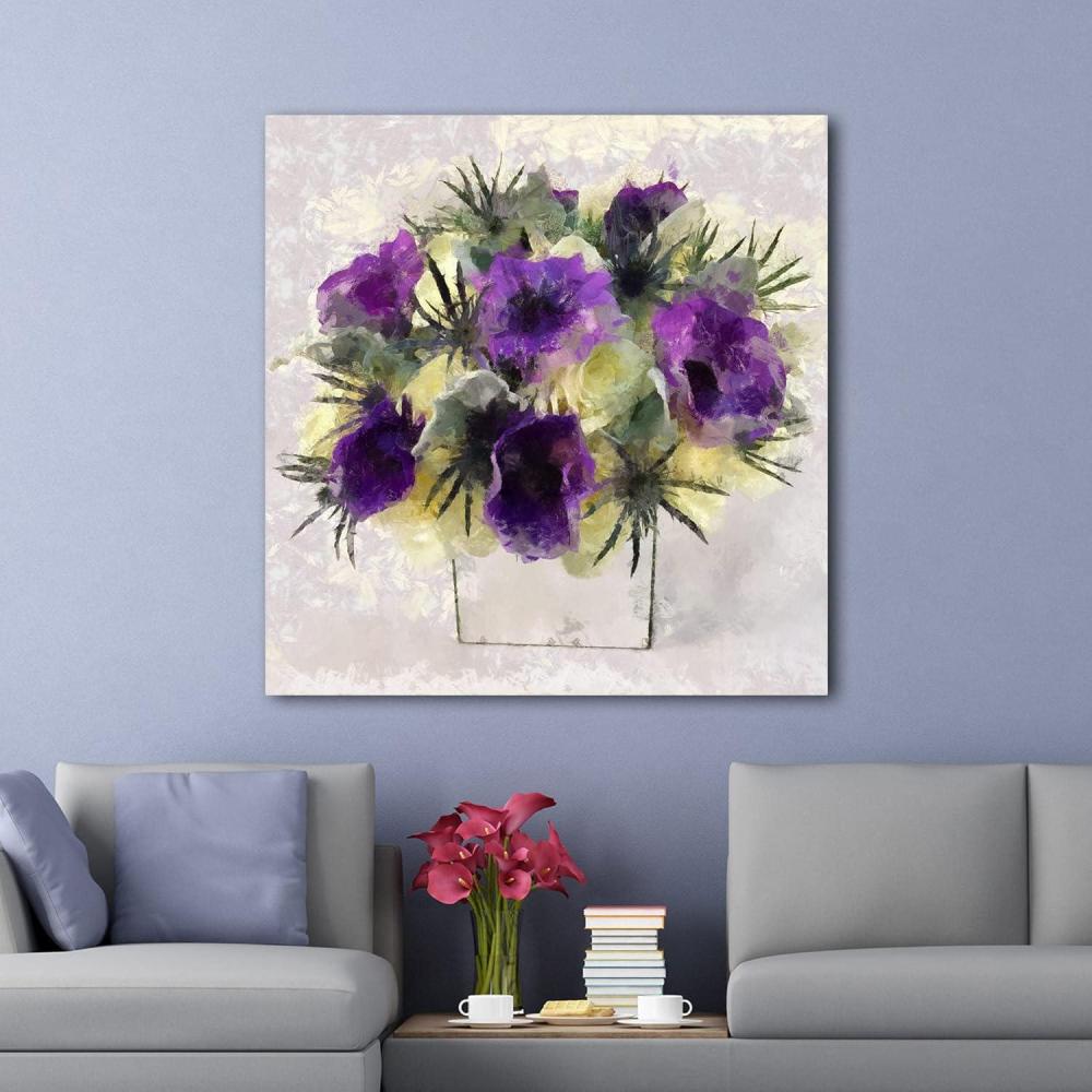 image:imageArmen Living Violet Arrangement I  Square Wrapped Canvas Wall Art Print 12 x 1212x12