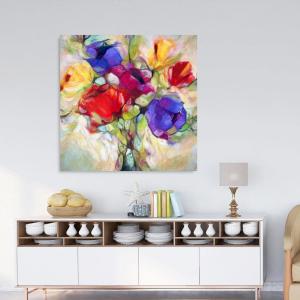Armen Living Abstract Bouquet I – Square Wrapped Canvas Wall Art Print 36 x 36(48×48)