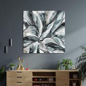Armen Living Echeveria Black Knight – Square Wrapped Canvas Wall Art Print 48 x 48(48 x 48)