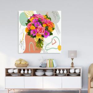 Armen Living Festive Bouquet 378 – Square Wrapped Canvas Wall Art Print 24 x 24(24×24)
