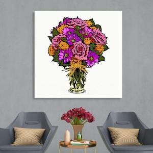 Armen Living Festive Bouquet II – Square Wrapped Canvas Wall Art Print 8 x 8(36×36)
