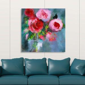 Armen Living Red Roses 230 – Square Wrapped Canvas Wall Art Print 24 x 24(8×8)