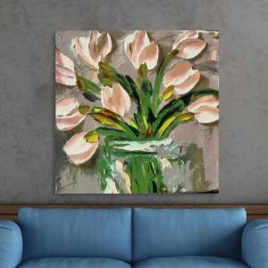 Armen Living Tulips 419 – Square Wrapped Canvas Wall Art Print 12 x 12