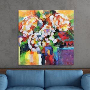 Armen Living White Hydrangea 295 – Square Wrapped Canvas Wall Art Print 36 x 36(8×8)