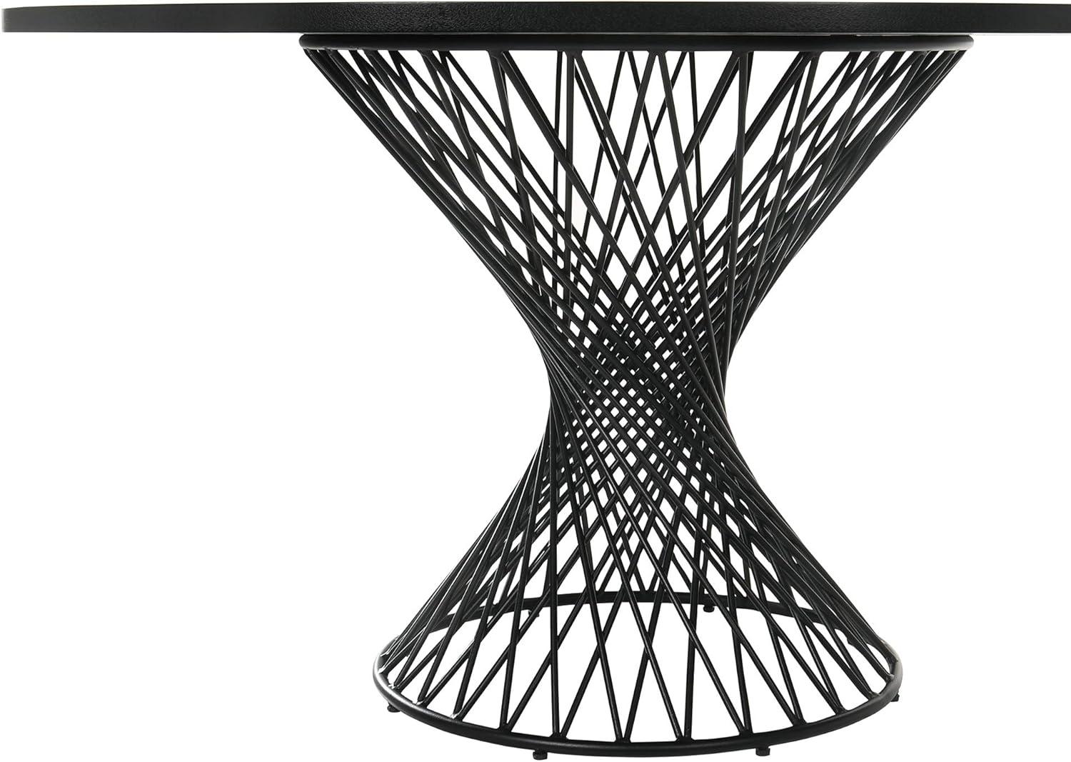 image:imageArmen Living Cirque 54 Round MidCentury Modern Pedestal Black Wood Dining Table with Epoxy Metal BaseBlack