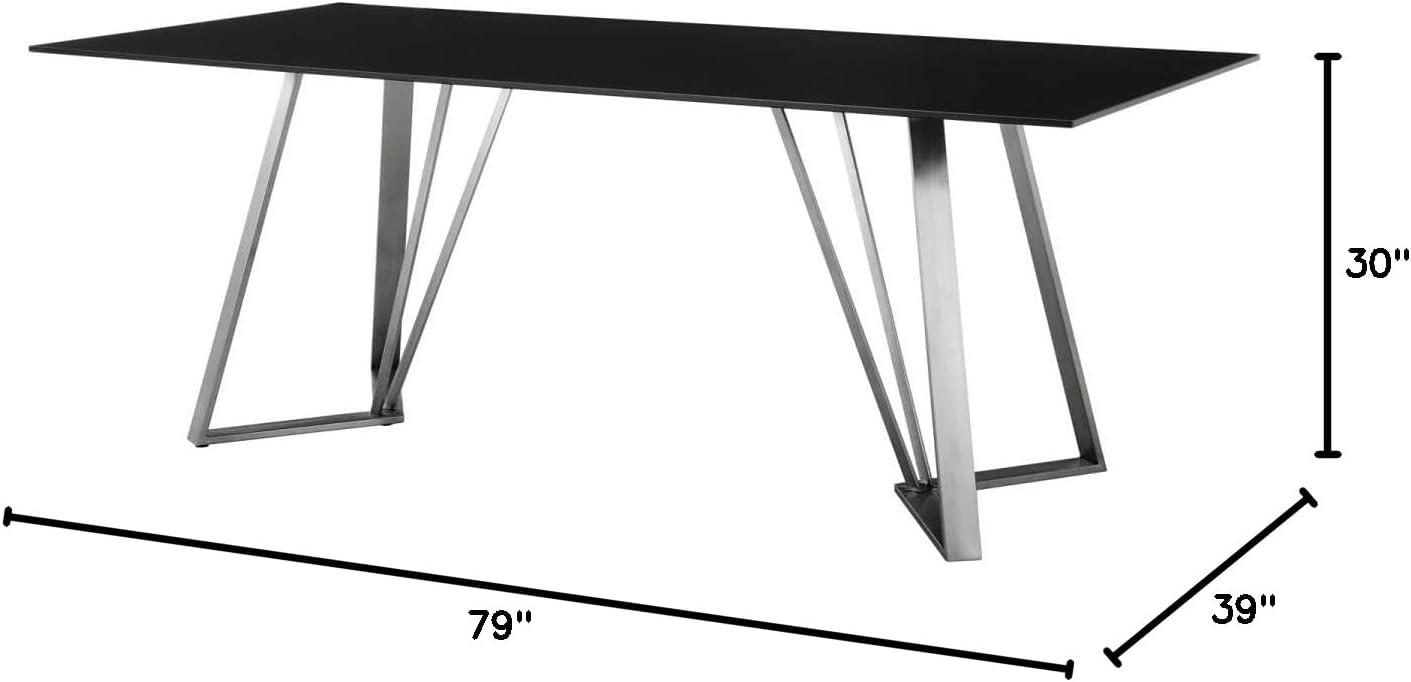 image:imageArmen Living Cressida Stainless Steel Dining Room Table in BlackChrome