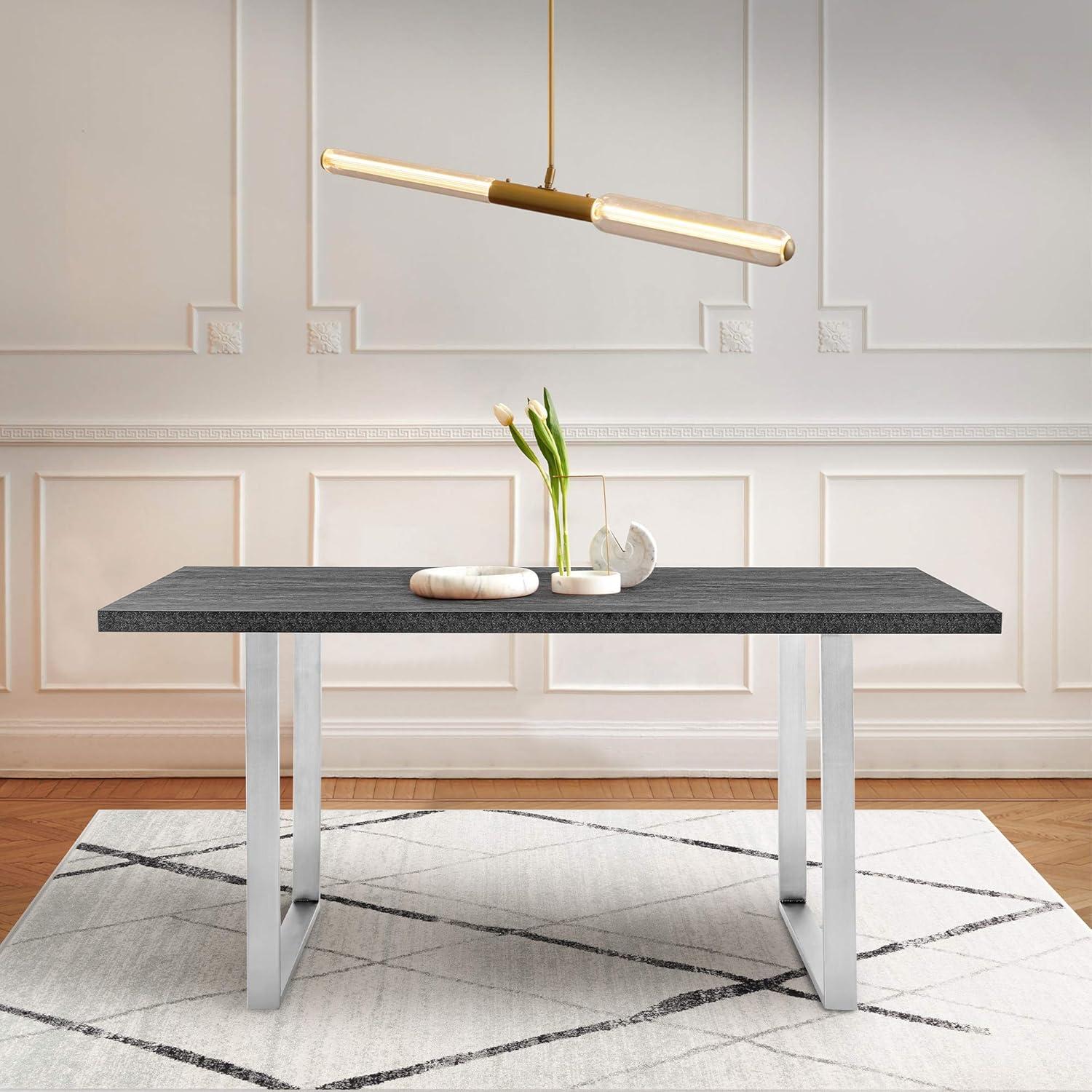 image:imageArmen Living Fenton Dining Table with Charcoal Top and Black BaseCharcoalBrushed Stainless Steel