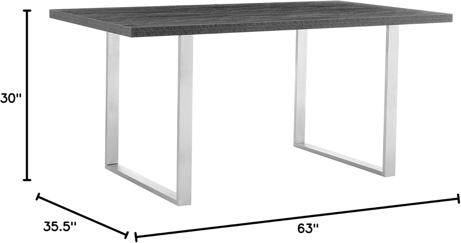 image:imageArmen Living Fenton Dining Table with Charcoal Top and Black BaseCharcoalBrushed Stainless Steel