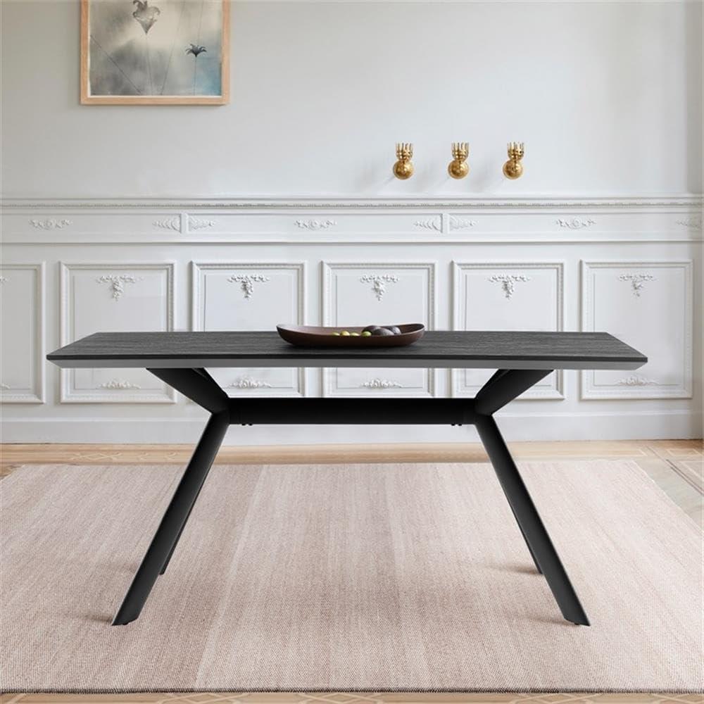 image:imageArmen Living Margot Dark Gray Rectangular Dining Table with Black Finish 63Dark