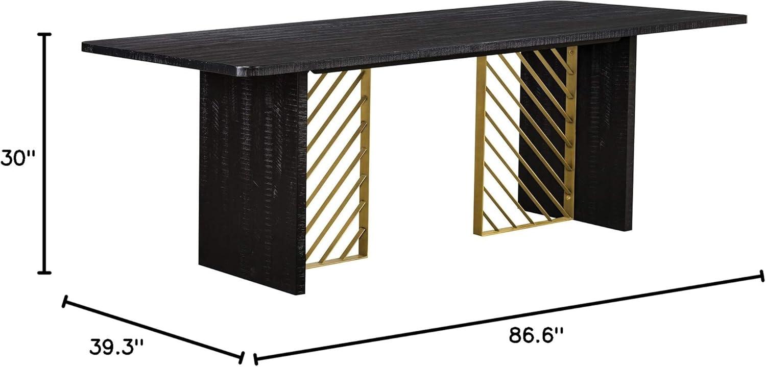 image:imageArmen Living Monaco Modern Wood Dining Table 866 Wide Black and Antique Brass