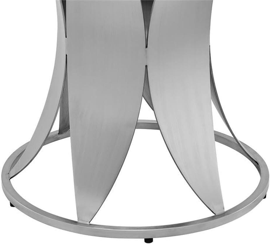 image:imageArmen Living Petal Modern Glass Round Pedestal Dining Table 48 in x 48 in x 30 in Brushed Stainless Steel Finishing