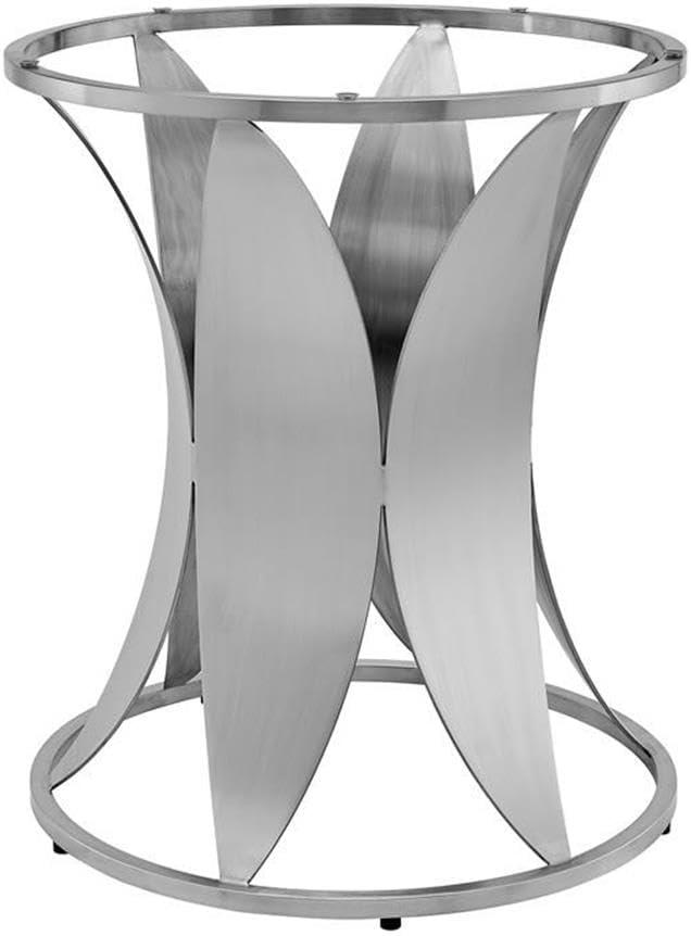 image:imageArmen Living Petal Modern Glass Round Pedestal Dining Table 48 in x 48 in x 30 in Brushed Stainless Steel Finishing