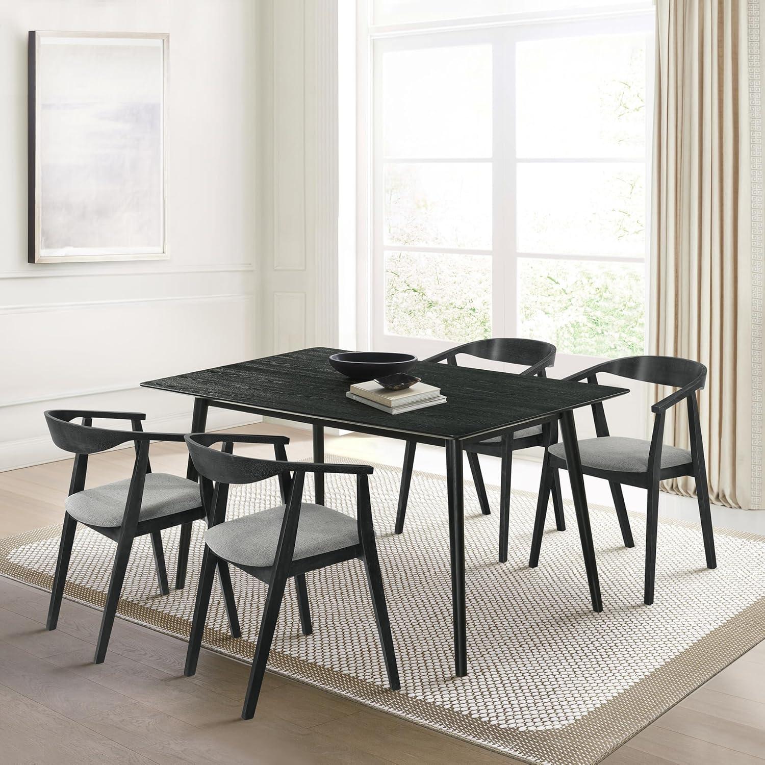 image:imageArmen Living Westmont Santana 5 Piece Walnut Wood Dining Table Set with Charcoal FabricCharcoal and Black