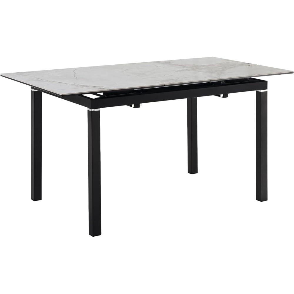 image:imageArmen Living Giana Extendable Dining Table in Stone and Metal with Glass Top