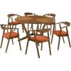 image:imageArmen Living Santana 7 Piece Round Black Wood Dining Table Set with Charcoal FabricBrown