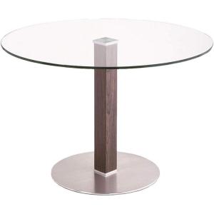 Armen Living LCCADIB201TO Café Dining Table with Clear Glass and Brushed Stainless Steel Finish