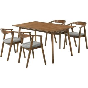 Armen Living Westmont Santana 5 Piece Walnut Wood Dining Table Set with Charcoal Fabric(Charcoal and Walnut)