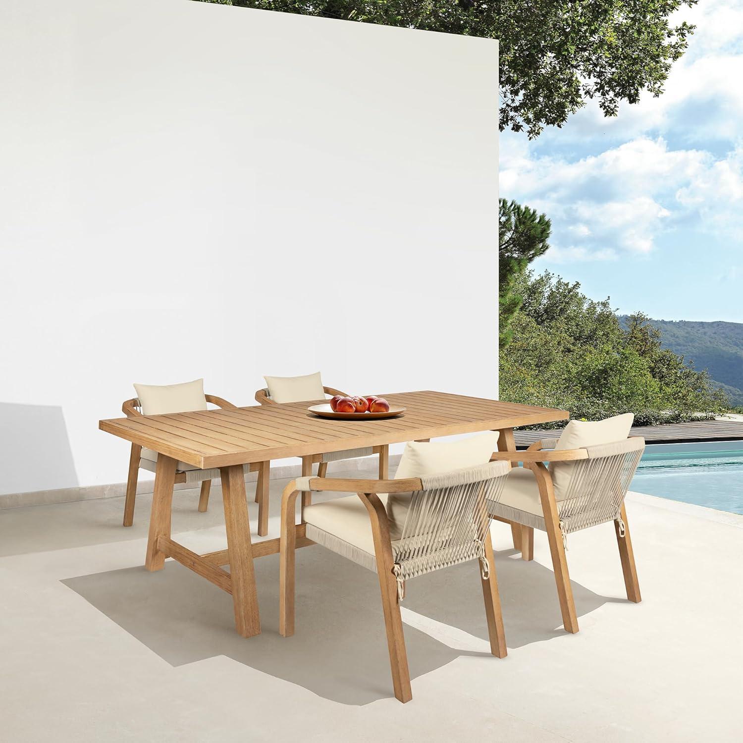 image:imageArmen Living Cypress Modern Outdoor Patio Dining Table Blonde Eucalyptus