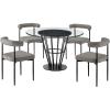 image:imageArmen Living Veronica Shannon 5 Piece Round Glass Dining Table Set with Matte Black Iron and Gray Faux Leather
