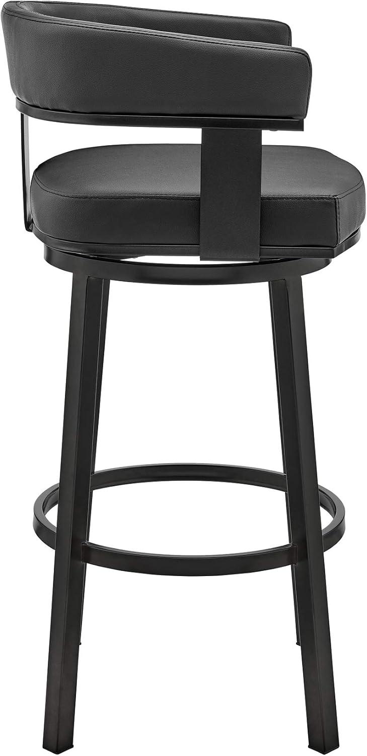 image:imageArmen Living Cohen 26 Counter Height Swivel Bar Stool in Black Finish and Black Faux Leather