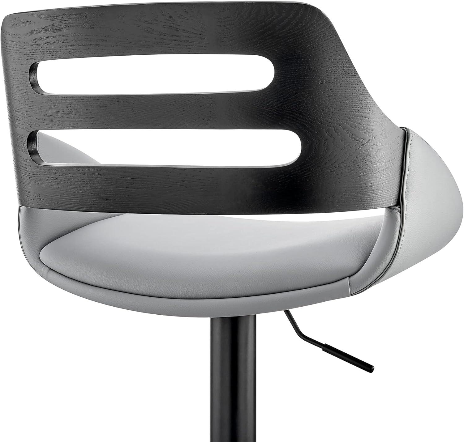 image:imageArmen Living Karter Modern Adjustable Height Swivel Gray Faux Leather and Black Wood Bar Stool with Black Base for Kitchen Island Counter