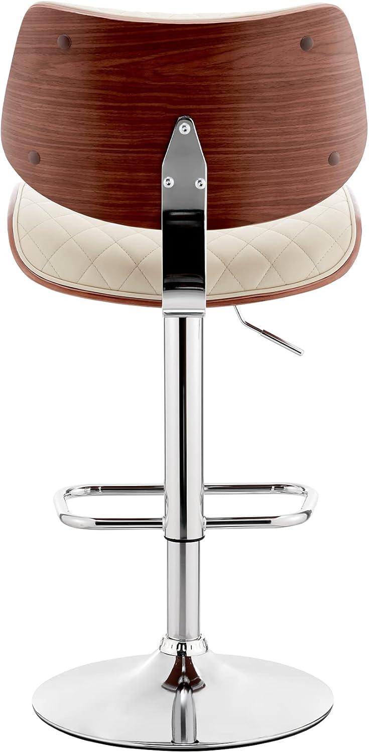 image:imageArmen Living Leland Adjustable Grey Faux Leather and Black Finish Bar StoolCreamChrome