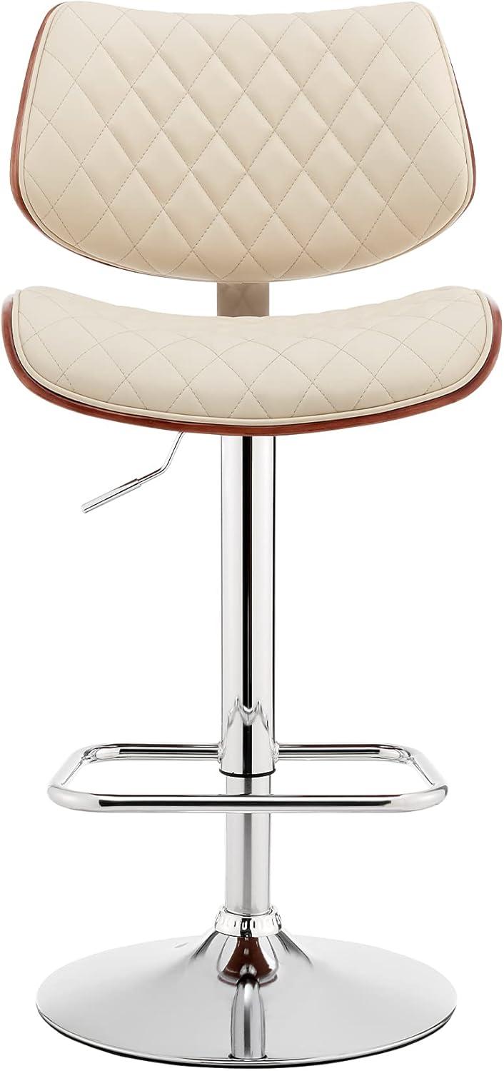 image:imageArmen Living Leland Adjustable Grey Faux Leather and Black Finish Bar StoolCreamChrome