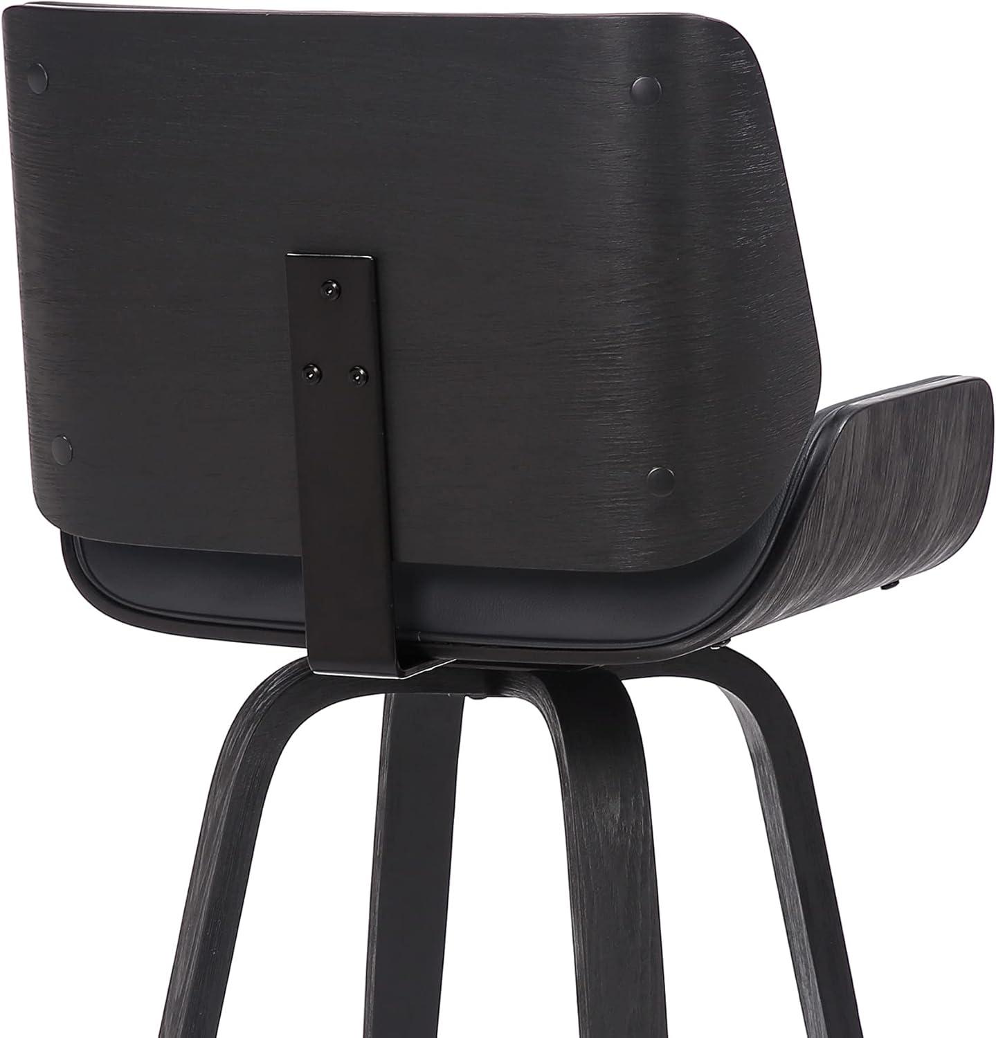 image:imageArmen Living Tyler 26 Counter Height Swivel Gray Faux Leather and Black Wood Bar Stool Set of 3
