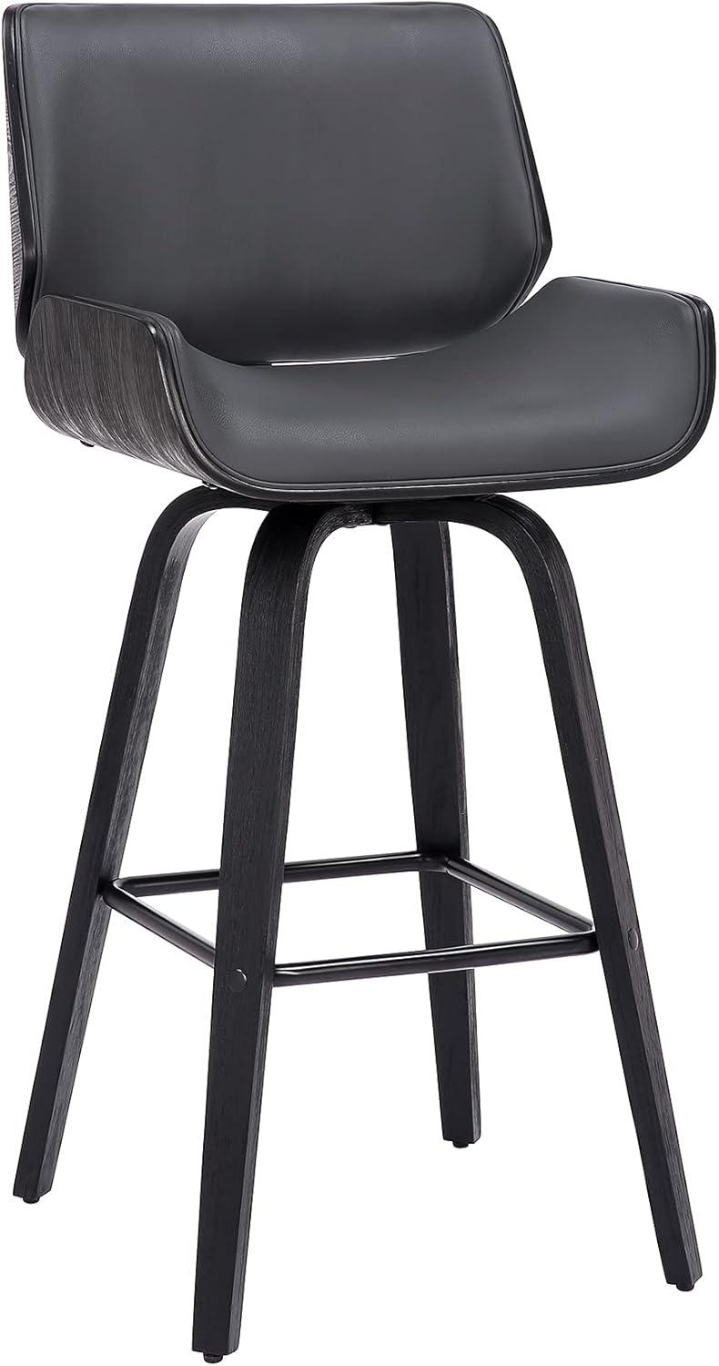 image:imageArmen Living Tyler 26 Counter Height Swivel Gray Faux Leather and Black Wood Bar Stool Set of 3