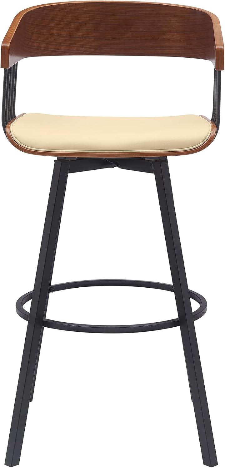image:imageAthena 27 Swivel Black Wood Counter Stool in Light Gray Fabric with Black Metal Set of 3Cream