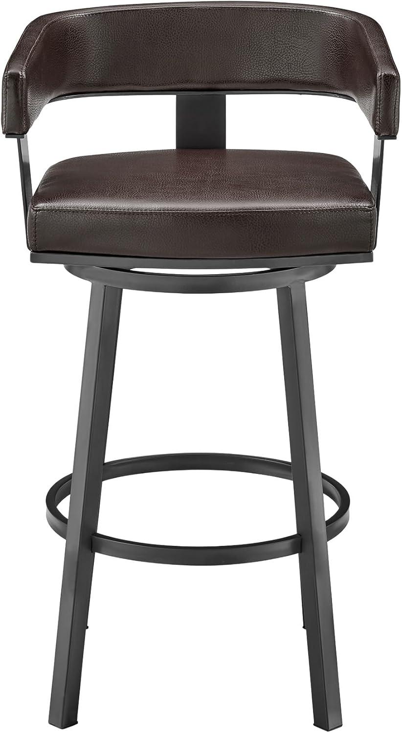 image:imageCohen 30 Bar Height Swivel Bar Stool in Java Brown Finish and Chocolate Faux Leather