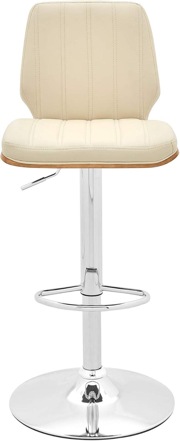 image:imageSabine Adjustable Swivel Cream Faux Leather with Walnut Back and Chrome Bar StoolCreamChrome