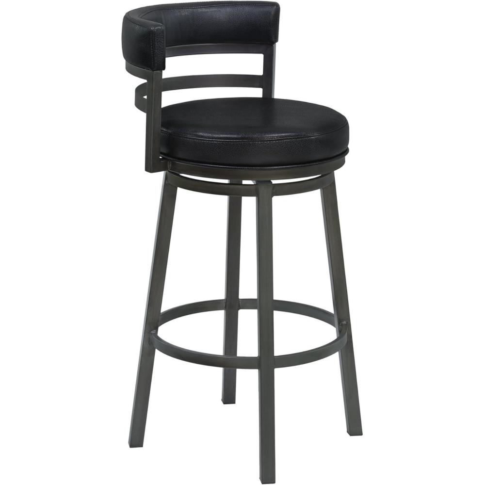 image:imageArmen Living Titana 26 Counter Height Metal Swivel Barstool in Ford Black Faux Leather and Mineral Finish