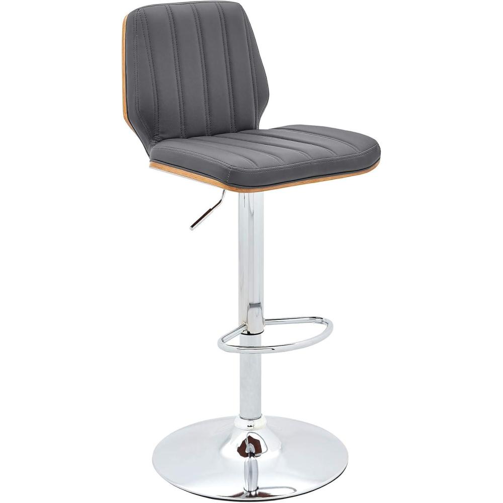 image:imageSabine Adjustable Swivel Cream Faux Leather with Walnut Back and Chrome Bar StoolGreyChrome