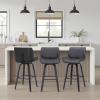 image:imageArmen Living Tyler 26 Counter Height Swivel Gray Faux Leather and Black Wood Bar Stool  Set of 3