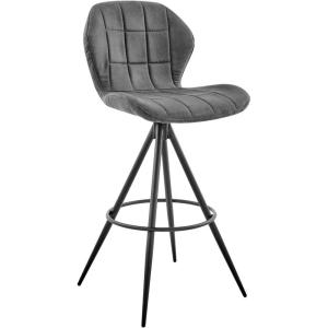 Armen Living Catalina Bar Stool in Charcoal Fabric and Black Finish 26″ Counter Height