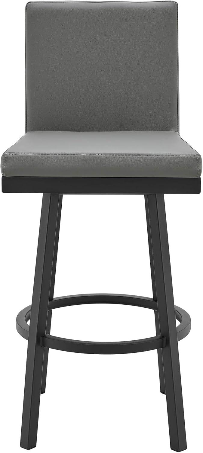 image:imageArmen Living Gem Swivel Modern Metal and Grey Faux Leather Bar and Counter StoolGray Faux Leather and Brushed Stainless Steel