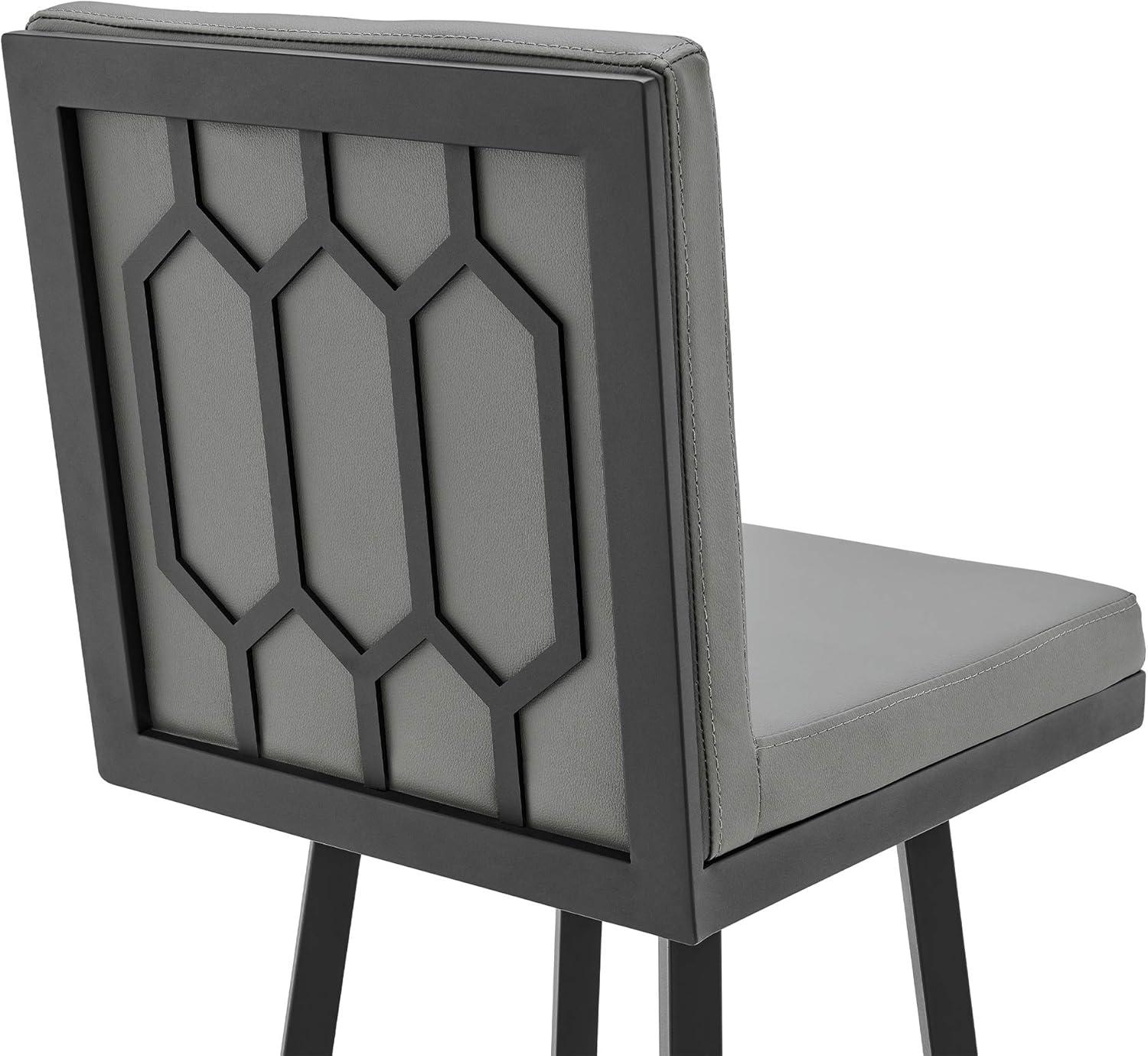 image:imageArmen Living Gem Swivel Modern Metal and Grey Faux Leather Bar and Counter StoolGray Faux Leather and Brushed Stainless Steel