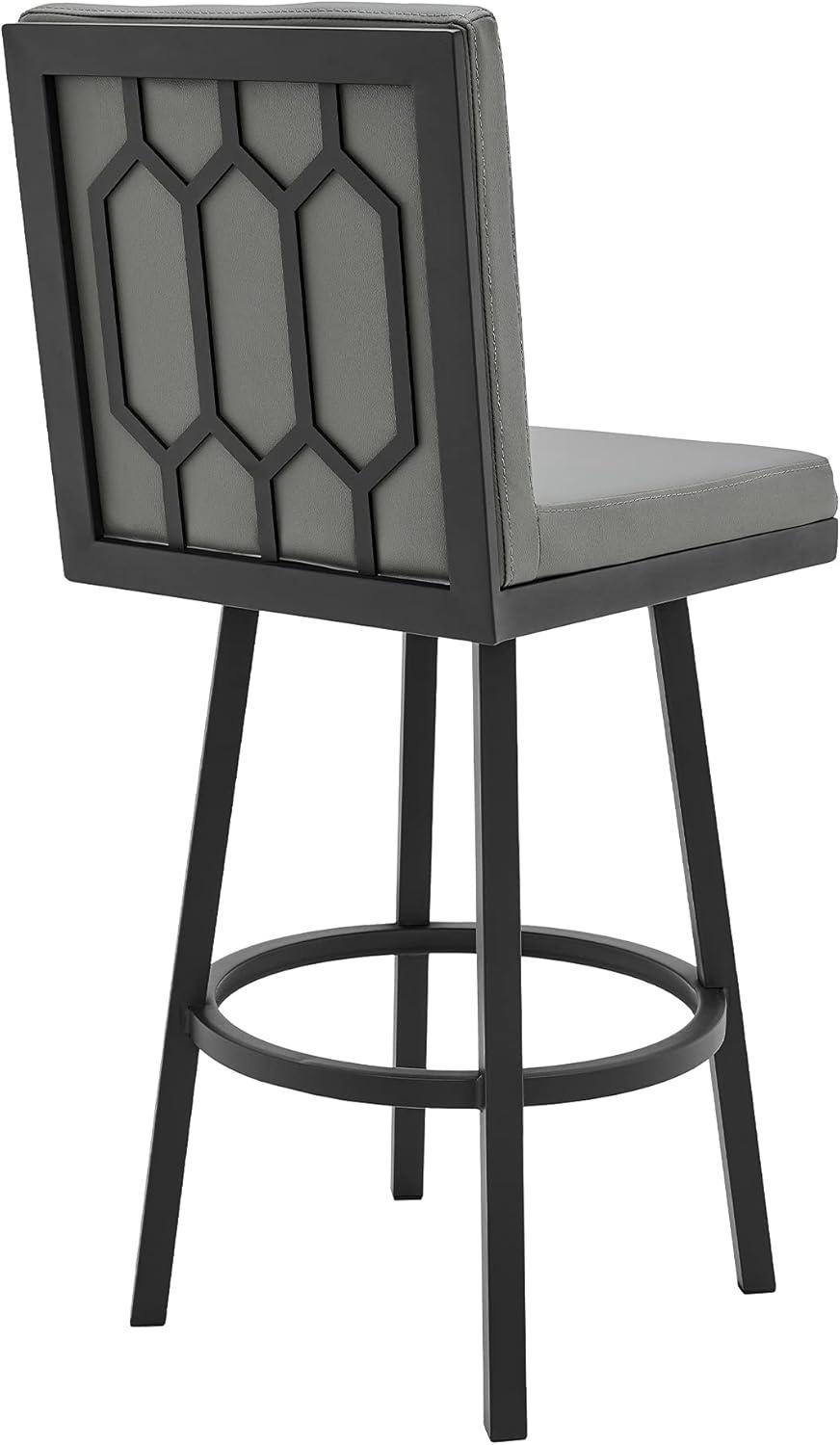 image:imageArmen Living Gem Swivel Modern Metal and Grey Faux Leather Bar and Counter StoolGrayBlack