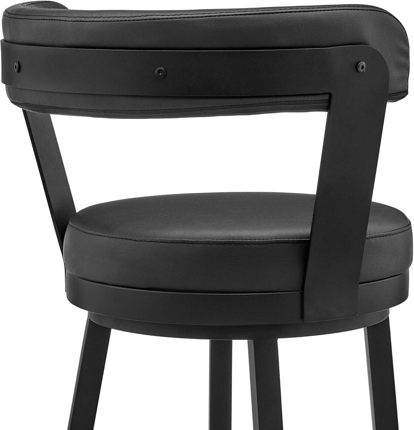 image:imageArmen Living Kobe 26 Counter Height Swivel Bar Stool in Black Finish and Black Faux Leather