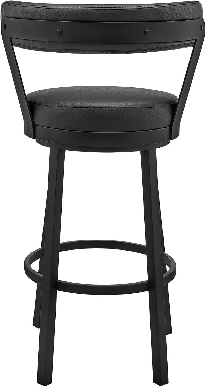 image:imageArmen Living Kobe 26 Counter Height Swivel Bar Stool in Black Finish and Black Faux Leather