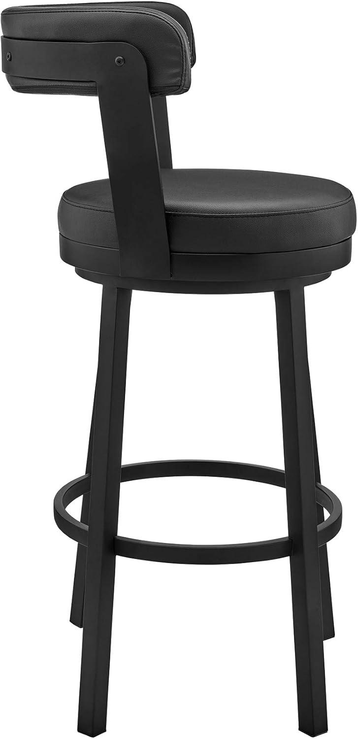 image:imageArmen Living Kobe 26 Counter Height Swivel Bar Stool in Black Finish and Black Faux Leather