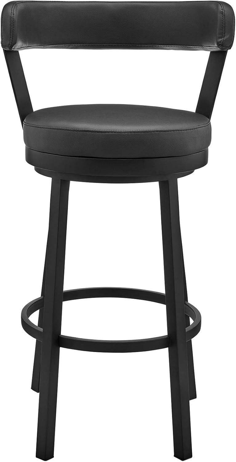 image:imageArmen Living Kobe 26 Counter Height Swivel Bar Stool in Black Finish and Black Faux Leather