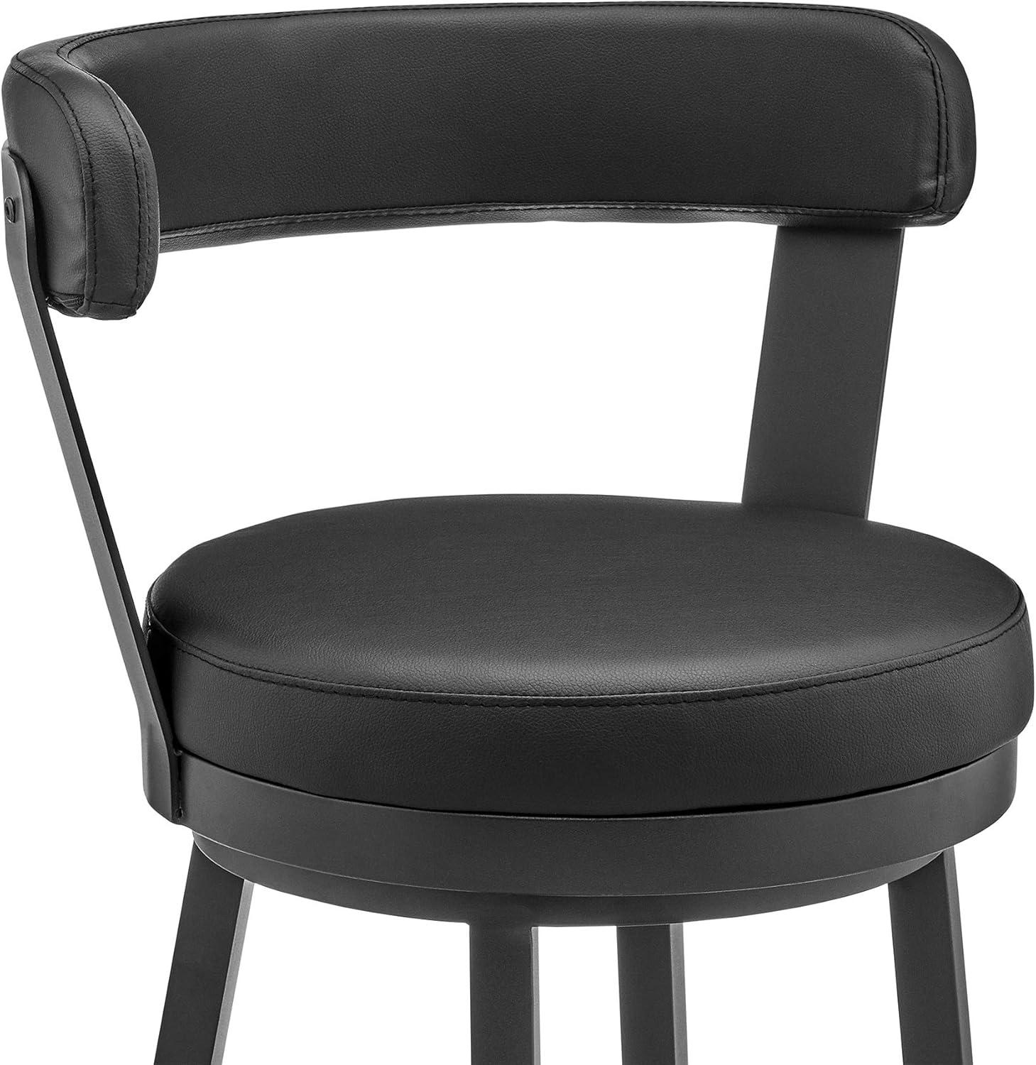 image:imageArmen Living Kobe 26 Counter Height Swivel Bar Stool in Black Finish and Black Faux Leather