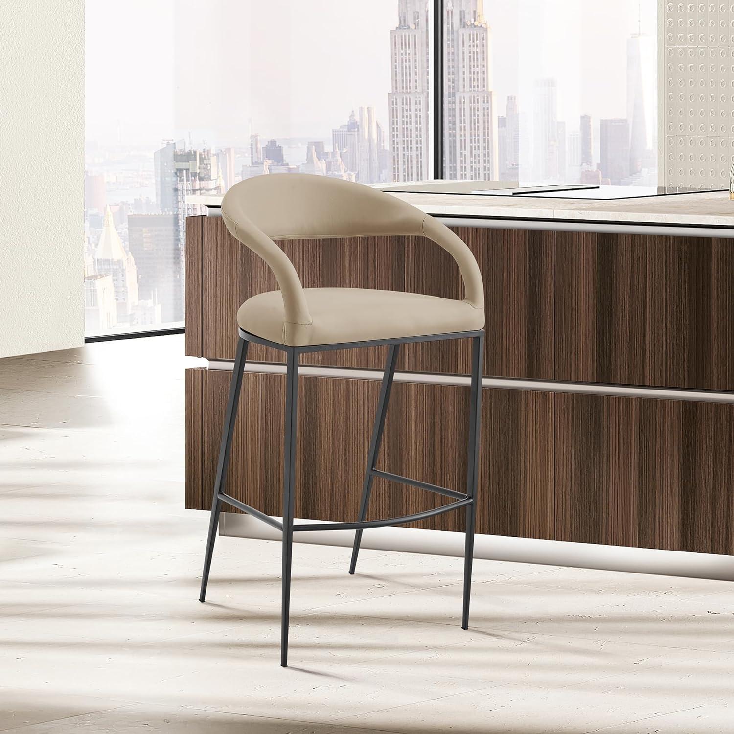 image:imageArmen Living Ramona 26 Counter Stool with Matte Black Iron and Beige Faux Leather