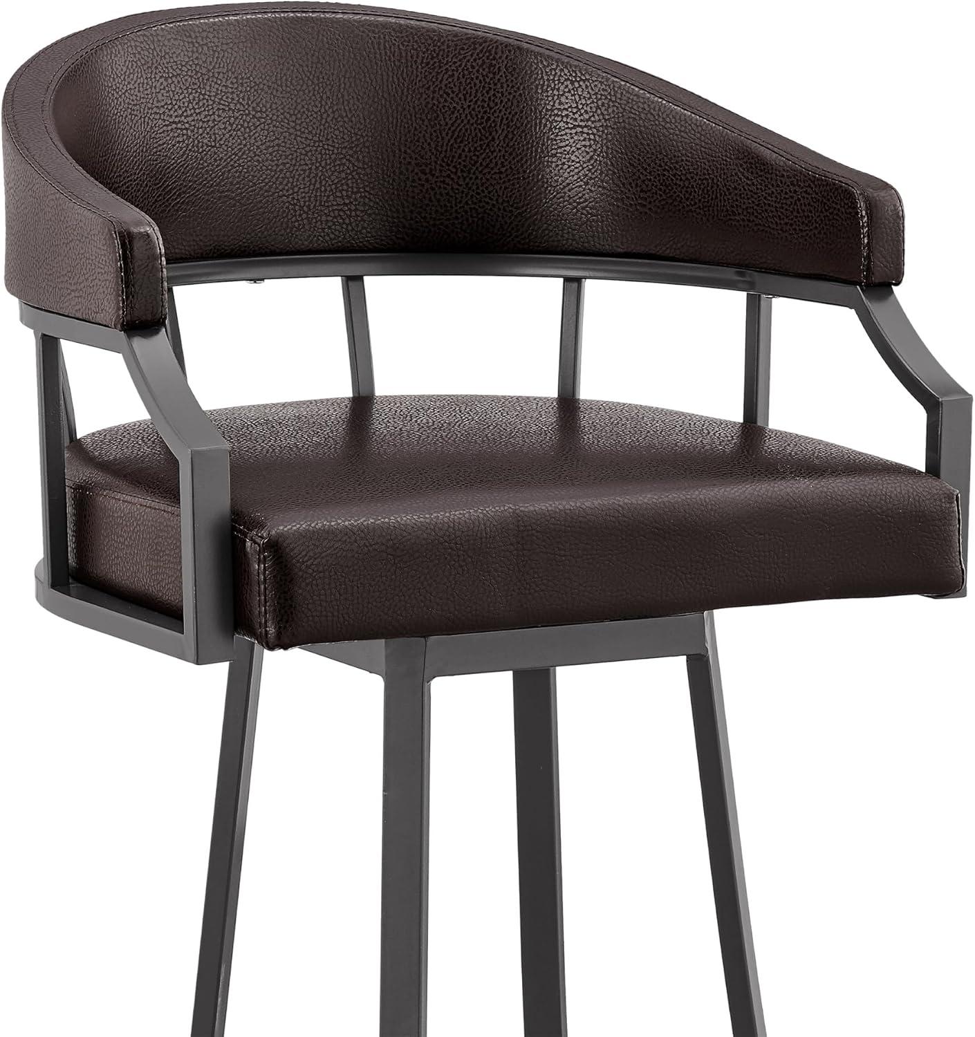 image:imageArmen Living Valerie Modern 30 Seat Height Chocolate Brown Faux Leather and Java Brown Metal Swivel Bar Stool for Kitchen Island Counter