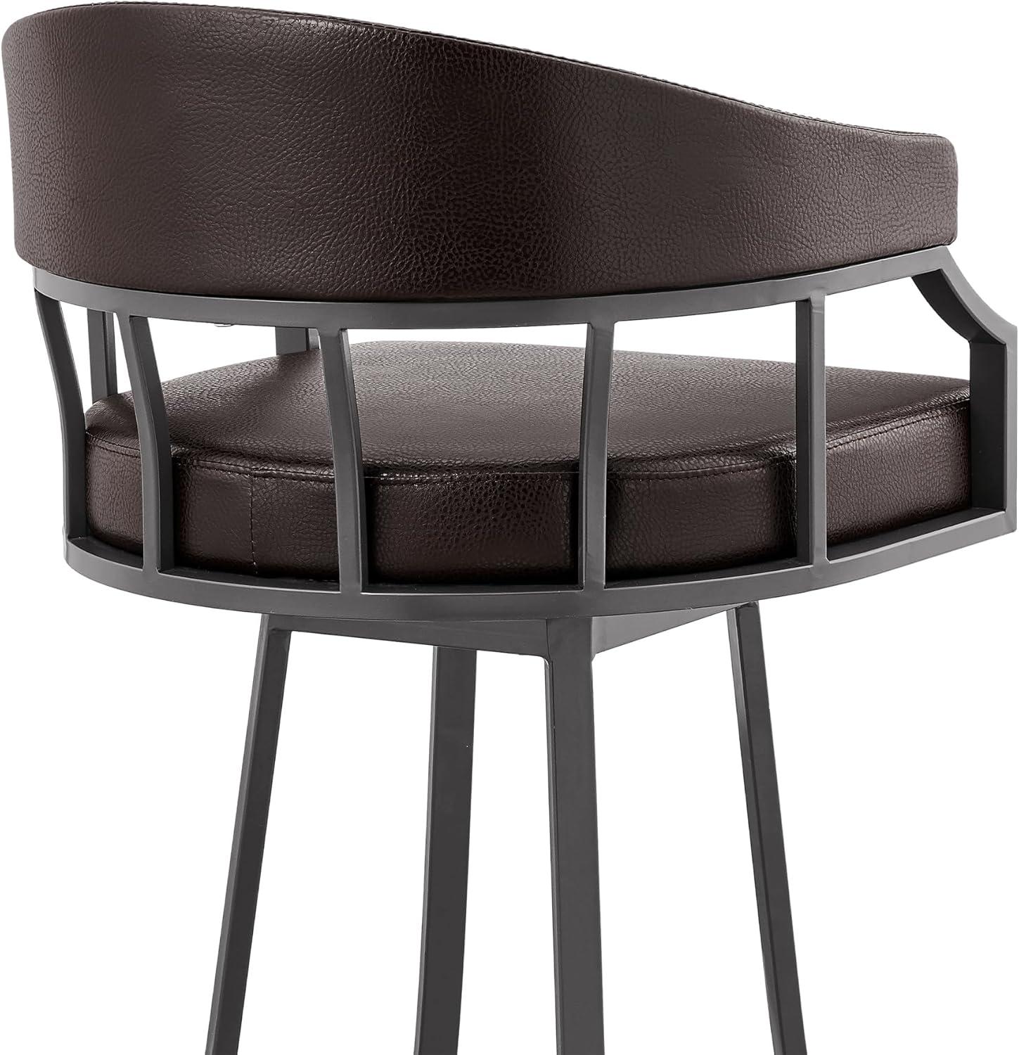 image:imageArmen Living Valerie Modern 30 Seat Height Chocolate Brown Faux Leather and Java Brown Metal Swivel Bar Stool for Kitchen Island Counter