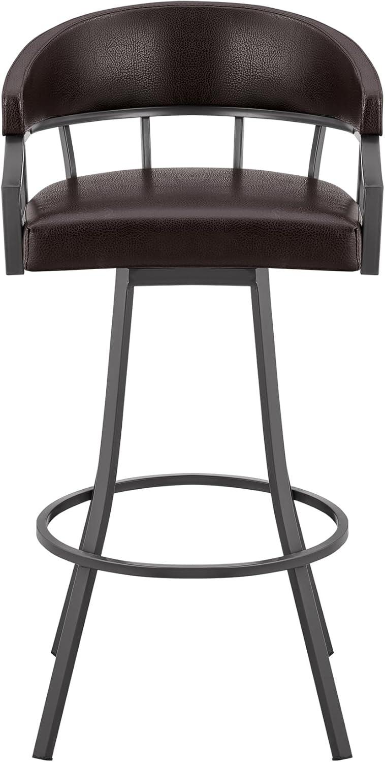 image:imageArmen Living Valerie Modern 30 Seat Height Chocolate Brown Faux Leather and Java Brown Metal Swivel Bar Stool for Kitchen Island Counter