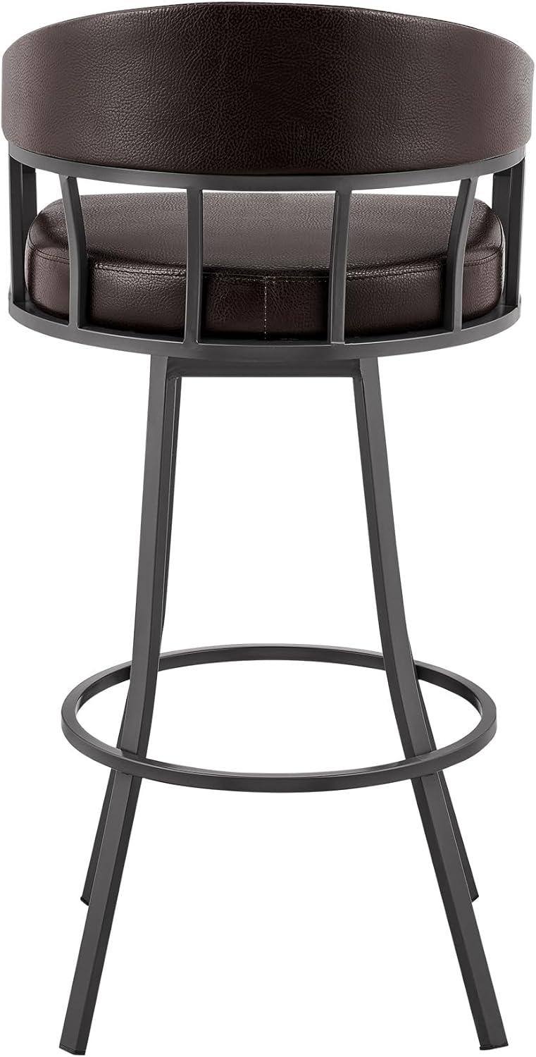 image:imageArmen Living Valerie Modern 30 Seat Height Chocolate Brown Faux Leather and Java Brown Metal Swivel Bar Stool for Kitchen Island Counter