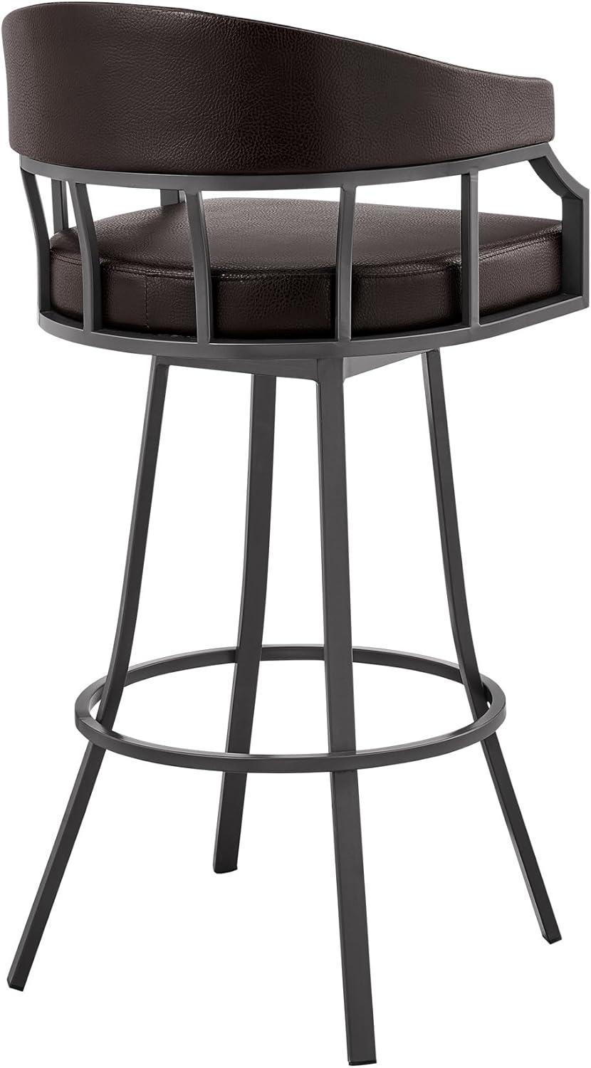 image:imageArmen Living Valerie Modern 30 Seat Height Chocolate Brown Faux Leather and Java Brown Metal Swivel Bar Stool for Kitchen Island Counter